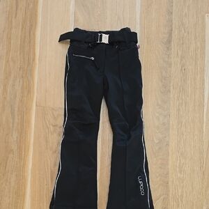 Black Casual Bottoms with Reflective Piping and Flared Design